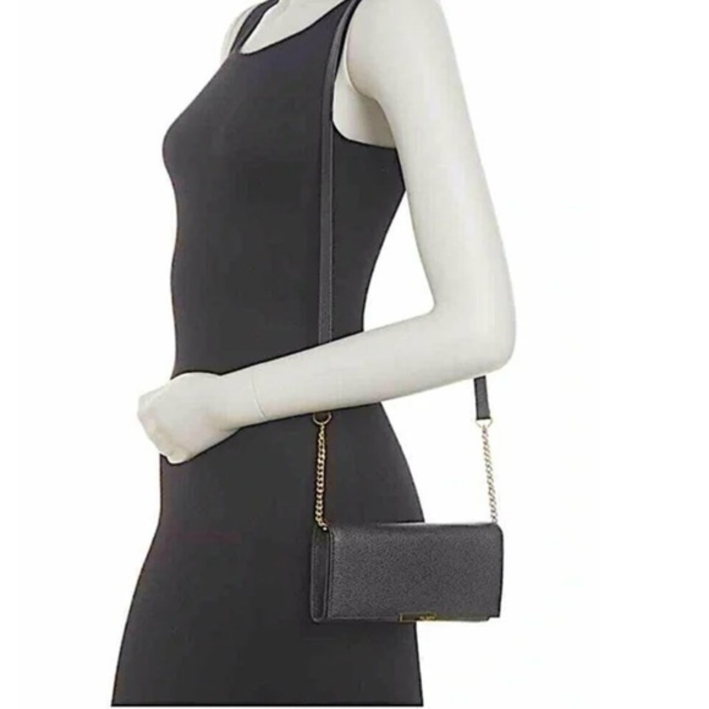 TED BAKER Shazder Grainy Leather Wallet on a Chain (Removable) in Black